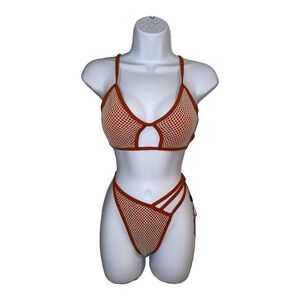 ZAFUL Cutout Spaghetti Strap Lace Up Ribbed Cami Bikini Set Large NWT